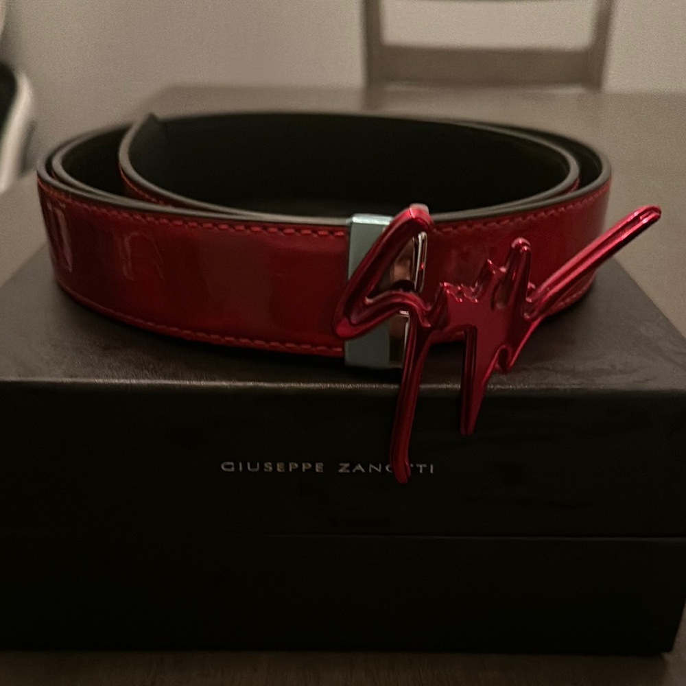 Giuseppe Zanotti Red Belt with Signature Buckle